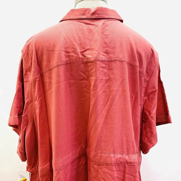 NWT CROFT & BARROW Women Short Sleeve Pullover Collared Draw String Dress Sz 4X - Picture 11 of 12